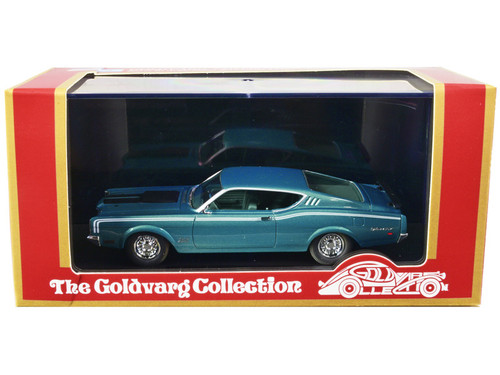 1969 Mercury Cyclone Dark Aqua Blue with Blue Interior and White Stripes Limited Edition to 170 pieces Worldwide 1/43 Model Car by Goldvarg Collection