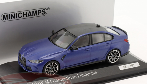 1/43 Minichamps BMW M3 Competition Coupe (G80) (Matte Blue Metallic) Car Model