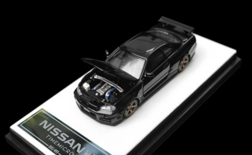 1/64 TimeMicro Nissan Skyline GT-R R34 (Black) Diecast Car Model