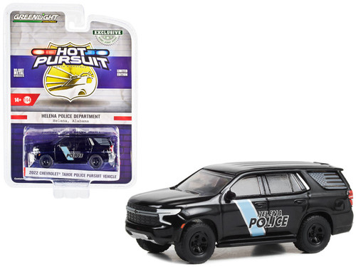 2022 Chevrolet Tahoe Police Pursuit Vehicle (PPV) Black "Helena Police Department - Helena Alabama" "Hot Pursuit" "Hobby Exclusive" Series 1/64 Diecast Model Car by Greenlight
