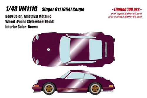 1/43 Make Up Porsche Singer 911 (964) Coupe (Amethyst Metallic with Gold Fuchs Style Wheel) Resin Car Model Limited 100 Pieces