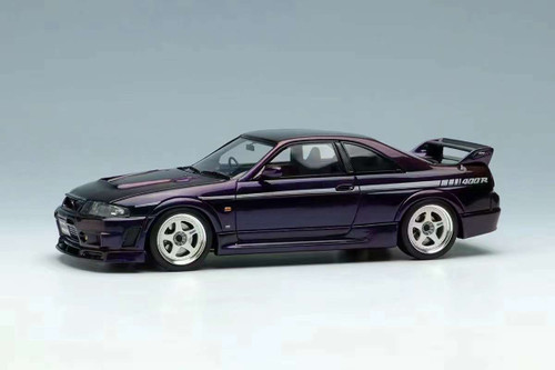1/43 Make Up 1996 Nissan Skyline GT-R GTR R33 Nismo 400R (Midnight Purple 3 with White LM-GT1 18 Inch Wheel) Resin Car Model