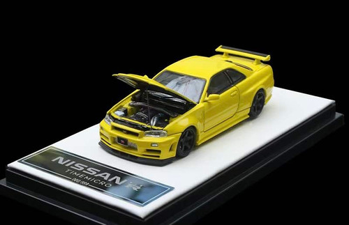 1/64 Time Micro Nissan Skyline GT-R GTR R34 (Yellow) Diecast Car Model