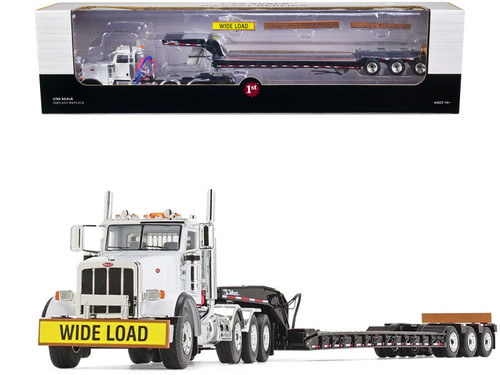 Peterbilt 367 Day Cab White and Talbert 55SA Tri-Axle Lowboy