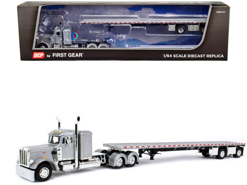DCP 1/64 Scale Peterbilt 359 Truck With Vintage Trailer - Black/Cream/Red