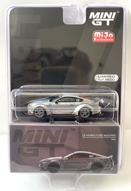 CHASE CAR 1/64 Mini GT Ford Mustang GT LB-Works (Shiny Silver) Diecast Car Model