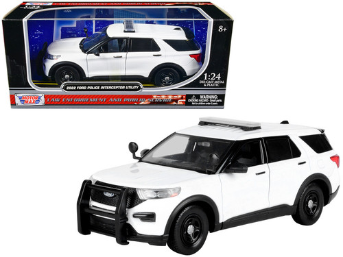 2022 Ford Police Interceptor Utility Unmarked White 1/24 Diecast Model Car by Motormax