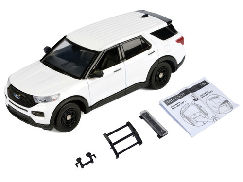 2022 Ford Police Interceptor Utility Unmarked White 1/24 Diecast Model Car by Motormax