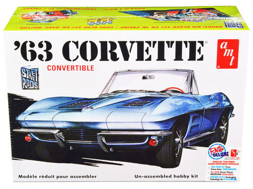 Skill 2 Model Kit 1963 Chevrolet Corvette Convertible 3-in-1 Kit 1/25 Scale Model by AMT