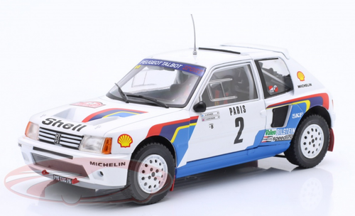 1/24 Ixo 1985 Peugeot 205 Turbo T16 #2 Winner Rally Monte Carlo Peugeot Talbot Sport Ari Vatanen, Terry Harryman Car Model