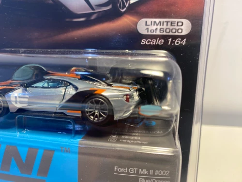 DAMAGED AS-IS CHASE CAR 1/64 Mini GT Ford GT MK II #15 (Silver & Orange) Diecast Car Model