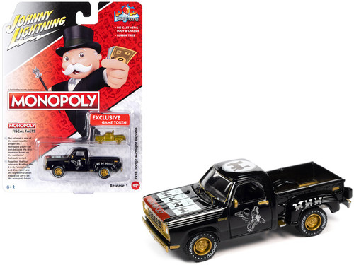 1/64 Johnny Lightning Monopoly 1978 Dodge Midnight Express with Exclusive Game Token Diecast Car Model