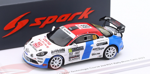 1/43 Spark Alpine A110 Rally RGT No.66 Chazel Technologie  Course 2nd RGT Rally Monte Carlo 2023 D. Ferraro - M. Corneglio Car Model