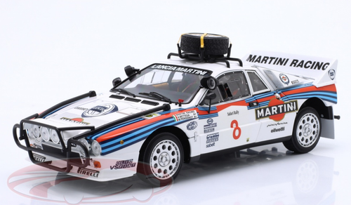 1/18 Kyosho 1985 Lancia Rally 037 Martini #8 Safari Rallye Lancia Martini Attilio Bettega, Maurizio Perissinot Diecast Car Model