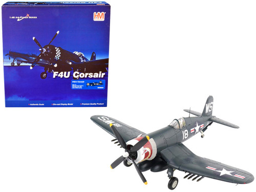Vought F4U-4 Corsair Fighter Aircraft VMF-323 "Death Rattlers" USS Sicily (June 1951) "Air Power Series" 1/72 Scale Model by Hobby Master