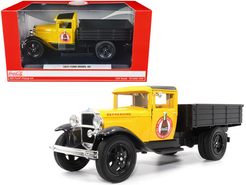 1931 Ford Model AA Pickup Truck Yellow and Black "Drink it Ice Cold for Sparkling Refreshment - Coca-Cola" 1/24 Diecast Model Car by Motor City Classics