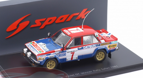 1/43 Spark Datsun Violet GT No.7 Winner Rally Safari 1981 S. Mehta - M. Doughty Car Model