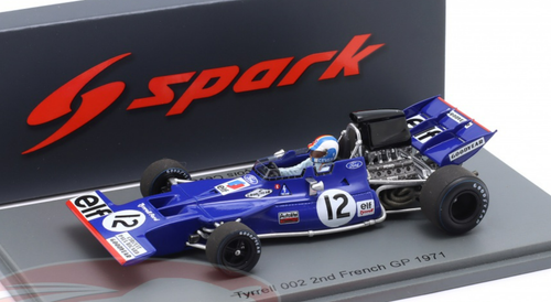 1/43 Spark Tyrrell 002 No.12 2nd French GP 1971 François Cevert Car Model