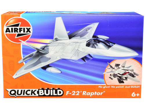 Skill 1 Model Kit F22 Raptor Snap Together Painted Plastic Model Airplane Kit by Airfix Quickbuild