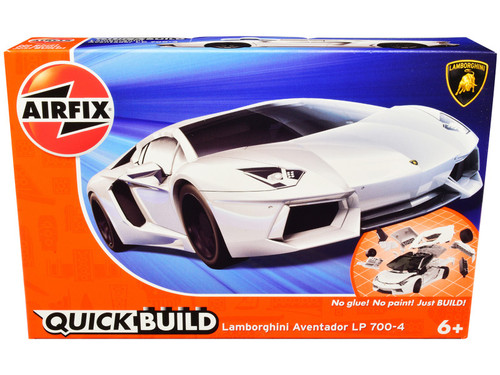 Skill 1 Model Kit Lamborghini Aventador LP 700-4 White Snap Together Model by Airfix Quickbuild