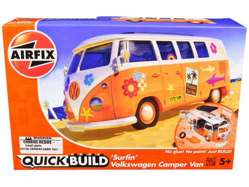Skill 1 Model Kit Volkswagen Camper Van Surfin Snap Together Model by Airfix Quickbuild