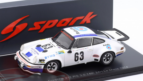 1/43 Spark 1974 Porsche 911 Carrera RSR #63 24h LeMans Jean-Claude Lagniez Gerard Meo, Jean-Claude Lagniez Car Model