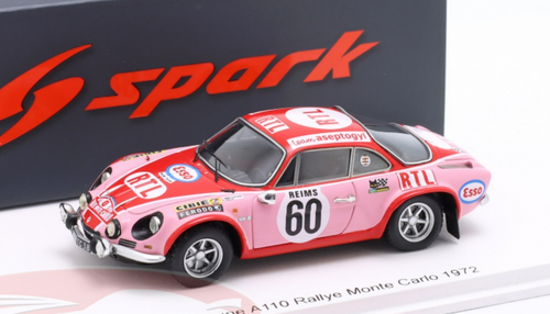 1/43 Spark 1972 Alpine A110 1800 #60 Rallye Monte Carlo Pat Moss-Carlsson, Elizabeth Crellin Car Model