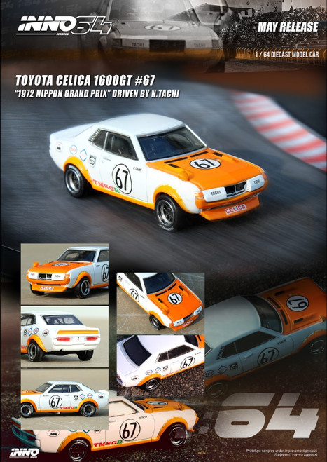 1/64 Inno64 Toyota Celica 1600GT (TA22) #67 & #68 Nippon Grand Prix Box Set Collection (2 Cars And Special Hard Box included) Car Model