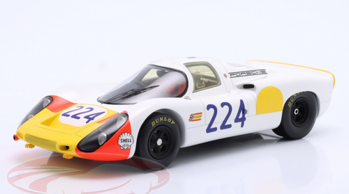 1/18 Spark 1968 Porsche 907 #224 Winner Targa Florio Porsche System Engineering Vic Elford, Umberto Maglioli Car Model