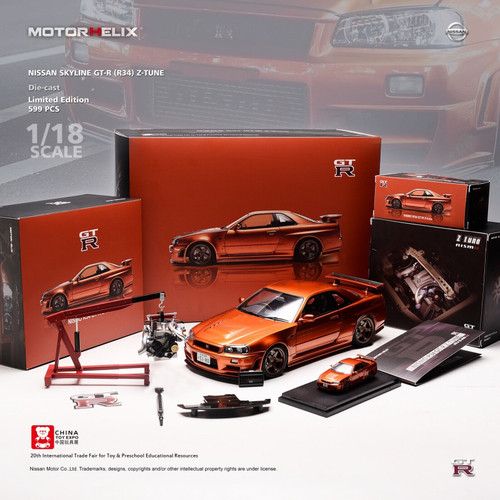 1/18 Motorhelix Nissan Skyline GT-R GTR (R34) Z-Tune (Orange) Diecast Car  Model Limited 599 Pieces