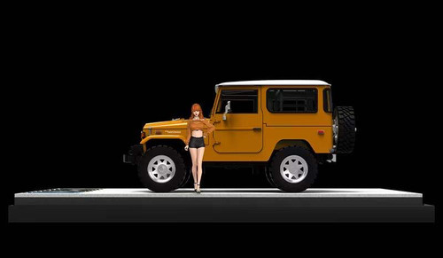 1/64 Time Micro Toyota Land Cruiser FJ40 (Orange) Car Model with Figure
