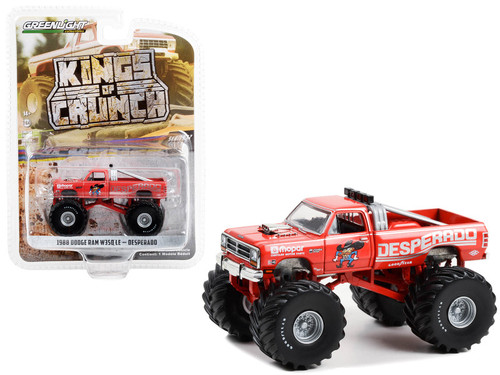 1988 Dodge Ram W350 LE Monster Truck Red "Desperado" "Kings of Crunch" Series 12 1/64 Diecast Model Car by Greenlight