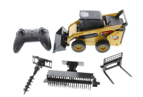 1/16 Diecast Masters Diecast Radio Control Cat 272D3 Skid Steer Loader (Includes 4 interchangeable Work Tools - Bucket, Auger, Forks, and Broom)