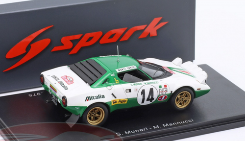 1/43 Spark 1975 Lancia Stratos HF #14 Winner Rally Monte Carol Lancia Rally Sandro Munari, Mario Mannucci Car Model