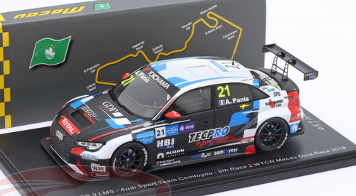 1/43 Spark 2018 Audi RS3 LMS #21 WTCR Macau Guia Race Audi Sport Comtoyou Aurélien Panis Car Model