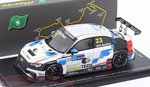 1/43 Spark 2018 Audi RS3 LMS #23 WTCR Macau Guia Race Audi Sport Comtoyou Nathanael Berthon Car Model