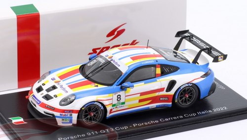 1/43 Spark 2022 Porsche 911 GT3 Cup #8 Porsche Carrera Cup Italy Team Q8 Hi-Perform Jorge Lorenzo Car Model