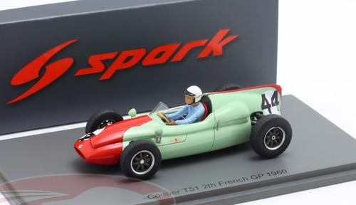 1/43 Spark 1960 Formula 1 Olivier Gendebien Cooper T51 #44 2nd French GP Car Model