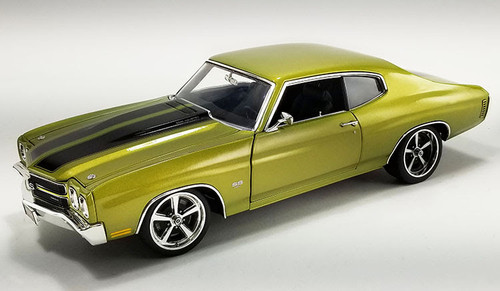 1/18 ACME 1970 Chevrolet Chevelle SS Restomod Hard Top (Citrus Green with Black Stripes Diecast Car Model