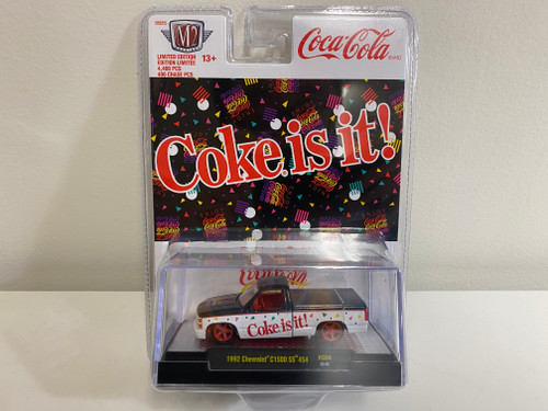 CHASE CAR 1/64 M2 Machines Coca Cola 1992 Chevrolet C1500 SS 454 Pickup Diecast Car Model