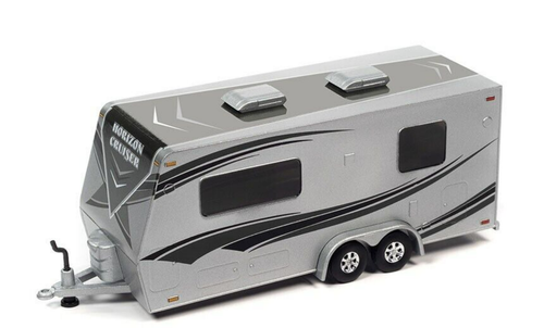 1/64 Johnny Lightning 2010 Toyota FJ Cruiser (Dark Green) with Camper Trailer Diecast Car Model