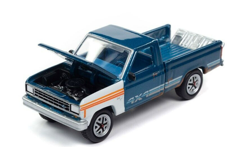 1/64 Johnny Lightning 1984 Ford Ranger (Blue) Diecast Car Model