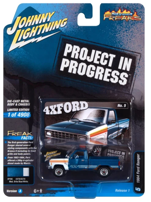 1/64 Johnny Lightning 1984 Ford Ranger (Blue) Diecast Car Model