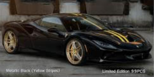 1/18 Ivy Ferrari F8 Novitec (Metallic Black with Yellow Stripes) Resin Car Model Limited 99 Pieces