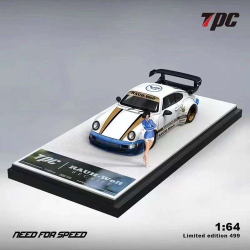 1/64 TCP Need For Speed Porsche 911 RWB 964 (Pearl White) Car Model with Figure