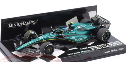 1/43 Minichamps 2023 Formula 1 Aston Martin Aramco Cognizant AMR23 Fernando Alonso Saudi Arabian GP 3rd Place Diecast Car Model