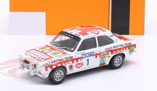 1/18 Ixo 1974 Ford Escort RS 1600 MK I #1 2nd Rallye 1000 Lakes Timo Mäkinen, Henry Liddon Car Model