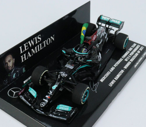 1/43 Minichamps 2021 Formula 1 Mercedes-AMG Petronas Formula 1 Team W12 E Lewis Hamilton Winner Brazil GP Car Model