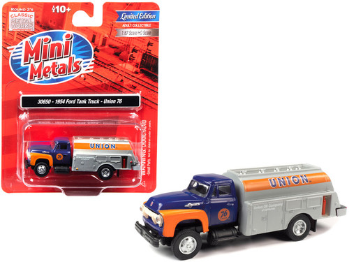 1954 Ford Tanker Truck Dark Blue and Orange 