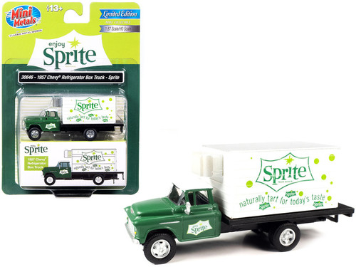 1957 Chevrolet Refrigerated Box Truck Green with White Top "Sprite" 1/87 (HO) Scale Model by Classic Metal Works